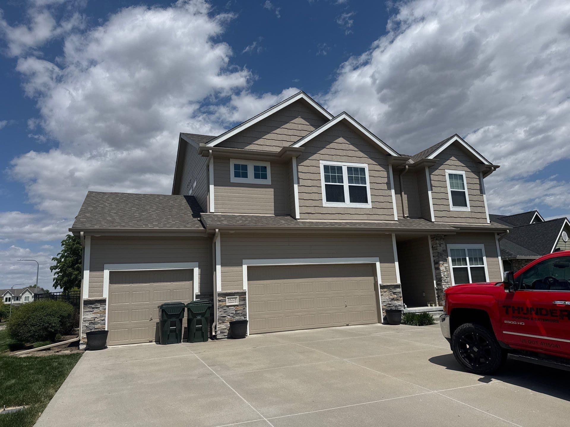 Gallery photos for New Roof, Gutters, and Fresh Paint on This Two-Story Home: Image #1